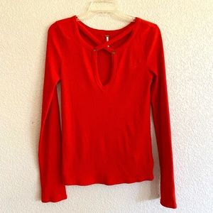 Free People Criss Cross Thermal long Top